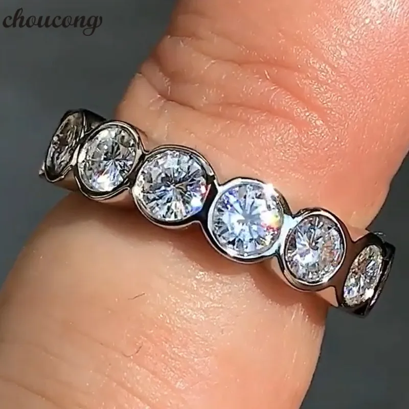Кольцо на палец для вечности choucong 2018 3 мм из циркония AAAAA серебро 925 пробы