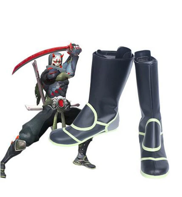 OW Genji Skin Oni Cosplay Boots Shoes Game Party Cosplay Boots Custom Made for Men Shoes