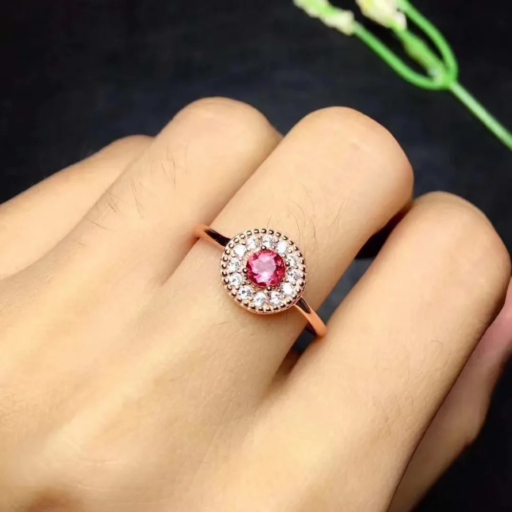 Верность натуральный 3 мм многоцветный Турмалин кольца s925 серебро цвет