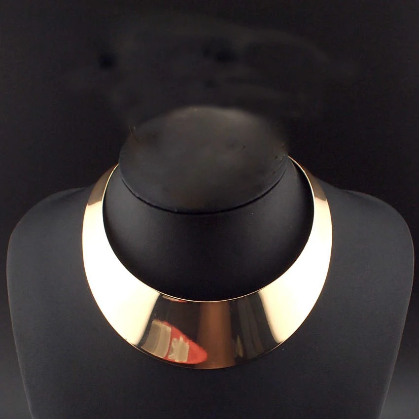 Панк ошейник ожерелье золотой цветной Maxi Большой Круг Металлические ожерелья