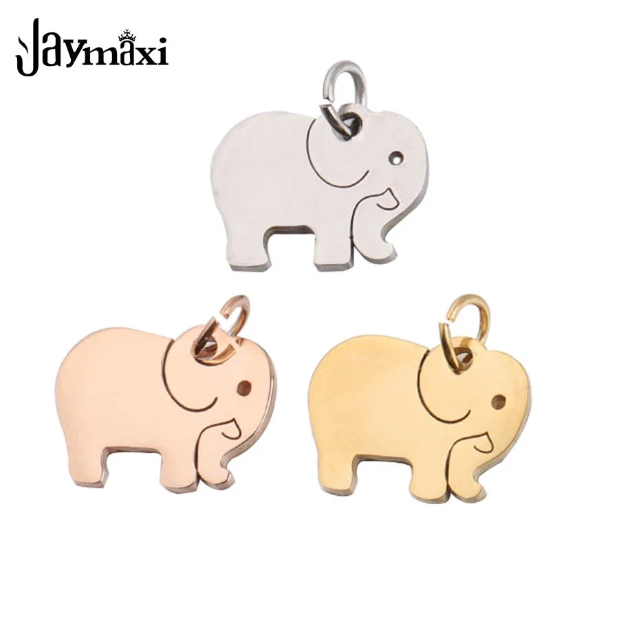 

Jaymaxi Elephant Charm Full Polished Small Pendant DIY Stainless Steel Jewelry Accessories With Jump Ring 20Pieces/ot