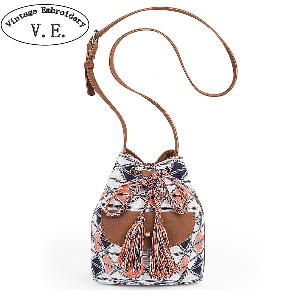 Новинка 2019 женская сумка мешок на шнурке холщовая Boho в полоску сумки плечо для