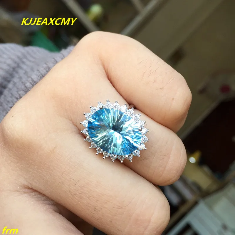KJJEAXCMY Изящные Ювелирные изделия имитация серебра кольцо с натуральным голубым
