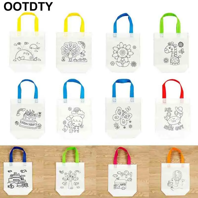 DIY экологическая граффити сумка ручной работы картина детский сад Tote сумки Пазлы для детей Подарки для детей Рисование игрушки