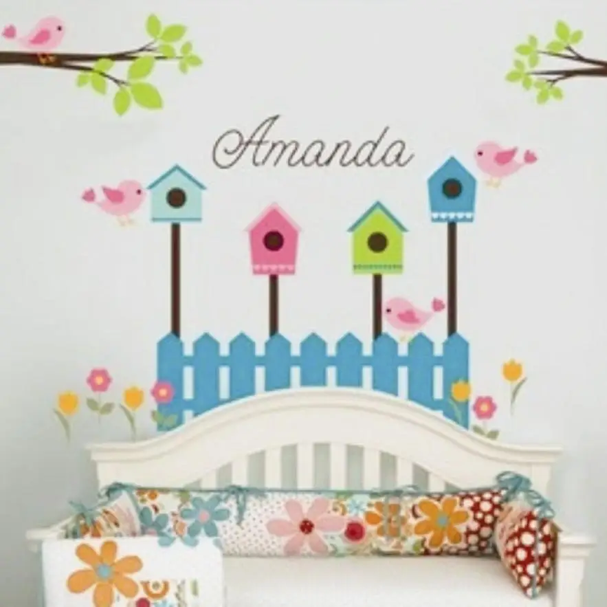 Домашний декор свежие природные птицы дом дерево Цветы Наклейка на стену DIY