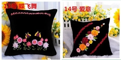 DIY 3D вышивка крестиком черная лента Подушка Чехол из необработанных материалов|diy