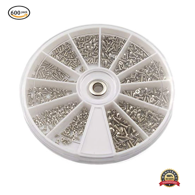 

600pcs 12Kinds M1 M1.2 M1.4 M1.6 Small Screws Assortment Kit Repair Stainless Steel Screws Tool Kit