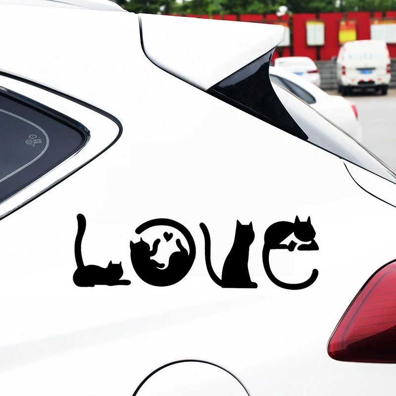 Модные креативные наклейки на лобовое стекло для кошек с надписью Spell LOVE стену