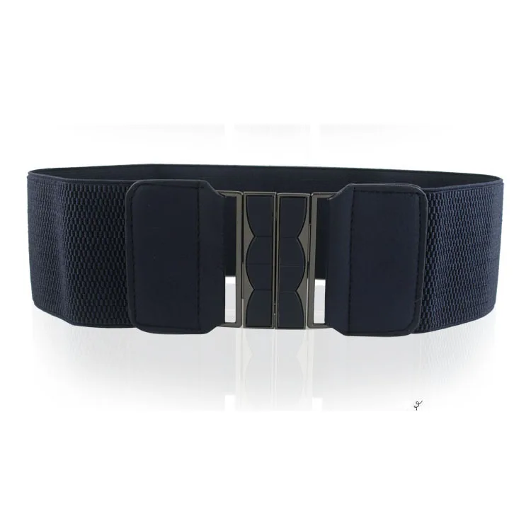 Dark Blue Бренд " поясные ремни для женщин Мода леди твердый тянущийся эластичный широкий ремень для платья для женщин пояс низкая цена - Цвет: Dark Blue