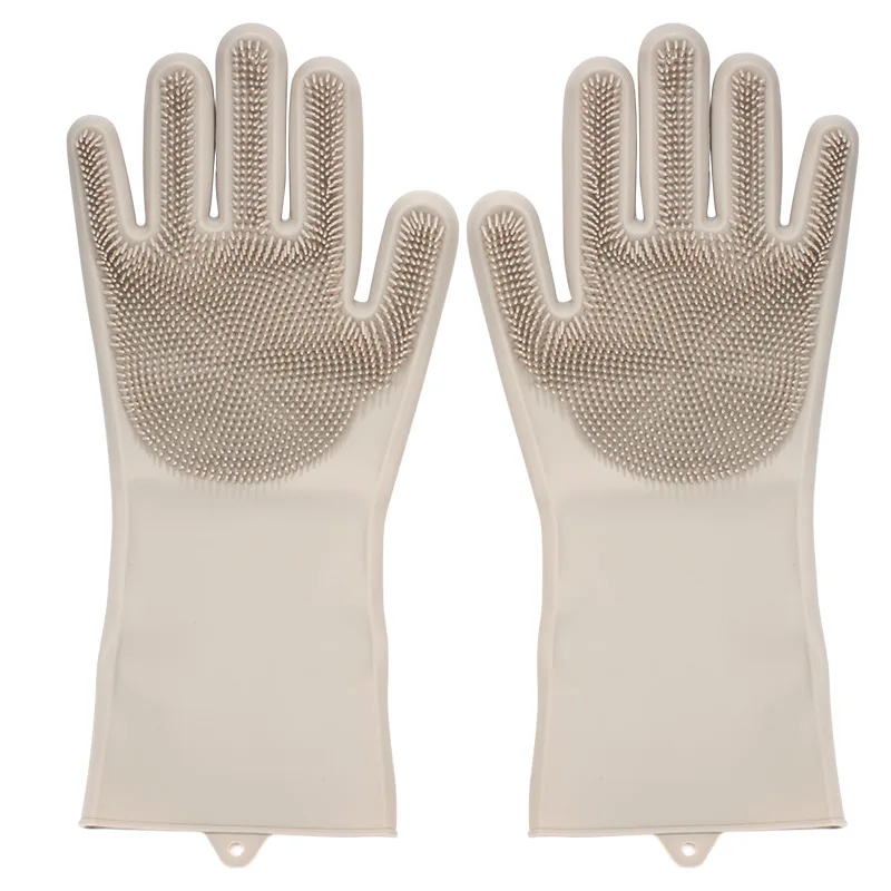 Brown Magic Silicone Dish Washing Gloves Food Grade Household Cleaning Gloves Brush Silicone Scrubber Kitchen Accessories Clean Tools - Цвет: Brown