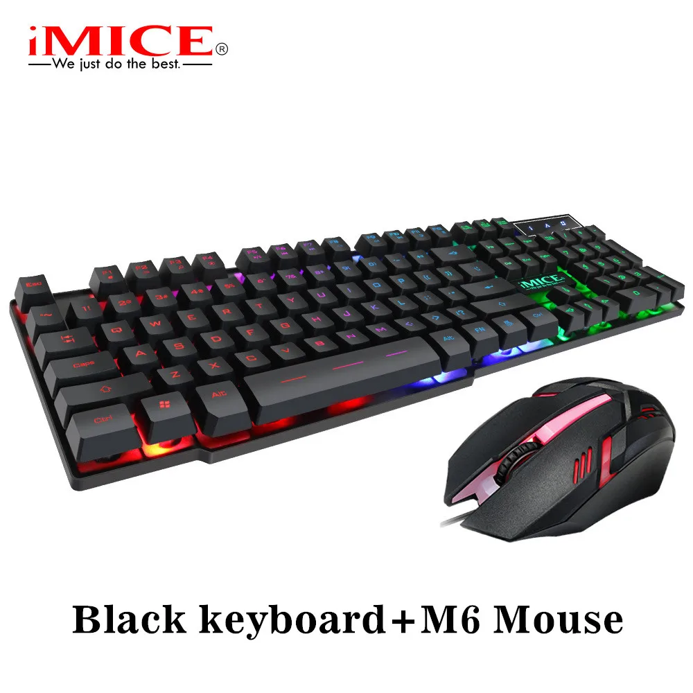 MK-660 Black IMice профессиональная Проводная игровая клавиатура, игровые клавиатуры, мышь, комплект, светодиодный, подсветка, USB Проводная клавиатура, мышь, набор для ПК, настольный компьютер - Цвет: MK-660 Black
