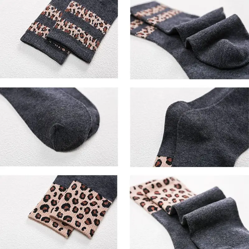 Осенние трикотажные длинные носки в рубчик с отделкой для женщин и девочек