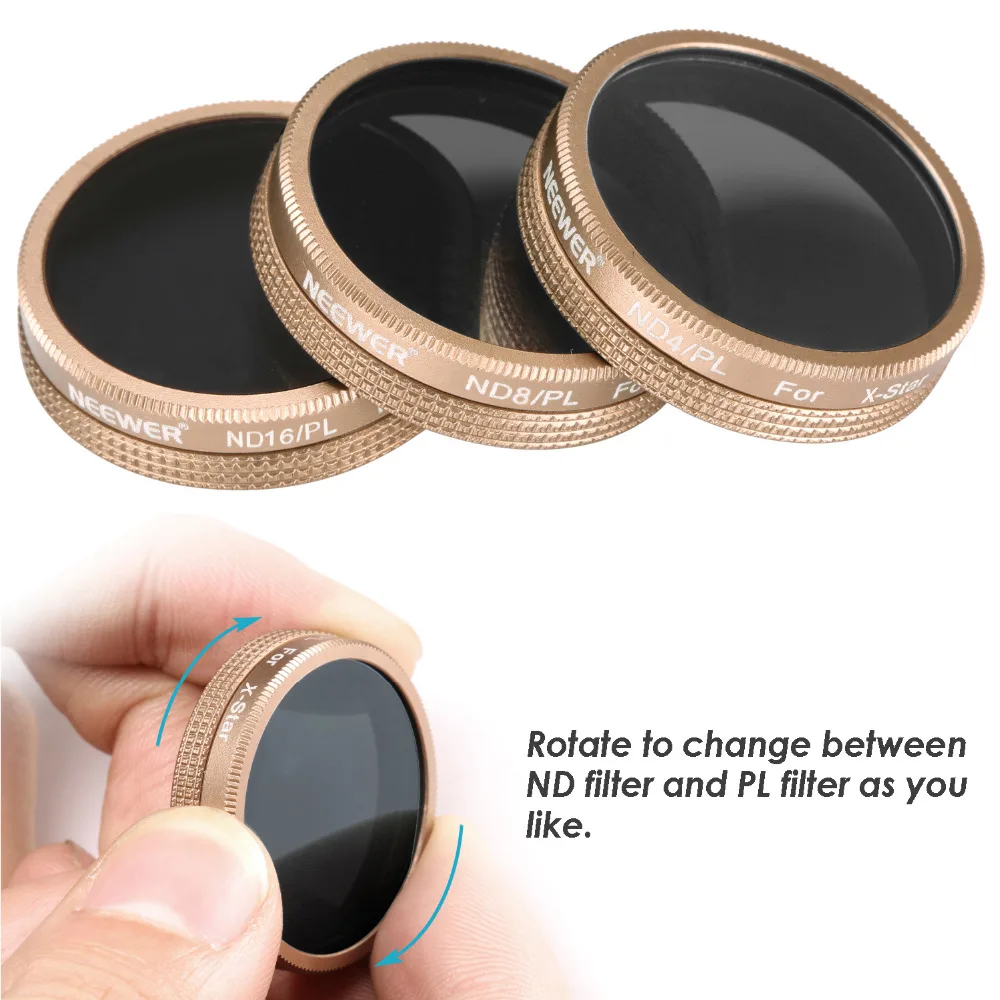 Набор фильтров Neewer с многослойным покрытием из 3 предметов: фильтр ND4/PL ND8/PL ND16/PL