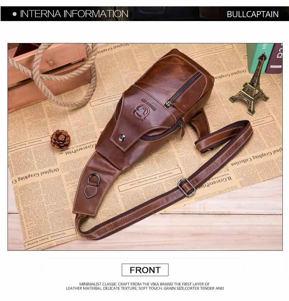 BULLCAPTAIN 019 сумка из натуральной кожи, Мужская нагрудная сумка, сумка для путешествий, фирменный дизайн, сумка-слинг, деловая сумка через плечо для мужчин