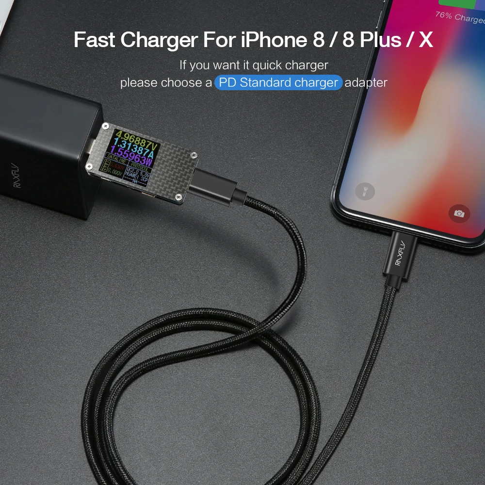 USB raxfly PD кабель освещения для type C зарядки провода iPhone Xr Max XS X 8 7 Plus до pin