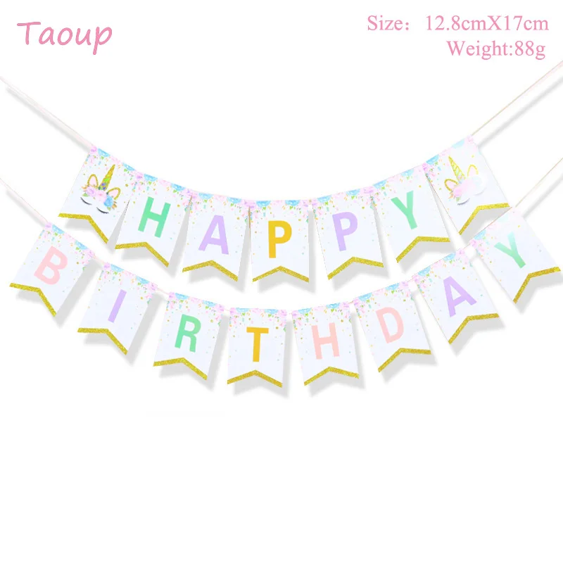 Unicorn Banners Taoup милые воздушные шары в виде единорога на день рождения, 10 шт., 12 дюймов, латексные воздушные шары, конфетти, воздушные шары на день рождения детей, вечерние воздушные шары в виде единорога - Цвет: Unicorn Banners