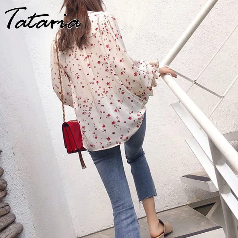 Tataria Autumn 2020 New Women Blouse and Tops Floral Print Casual Shirts Long Sleeve Turn-down Collar | Женская одежда