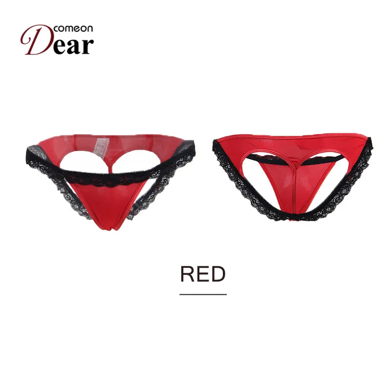 Comeondear Tanga Женские сексуальные стринги Женское нижнее белье открытая спина плюс размер кружевные трусики женские стринги красные черные трусы 3XL PB5106