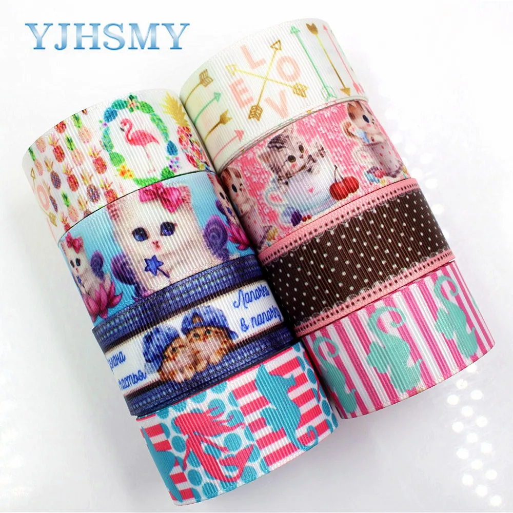 YJHSMY D 171108 564 25 мм 10 ярдов мультфильм кошка ленты теплопередачи печати сетки