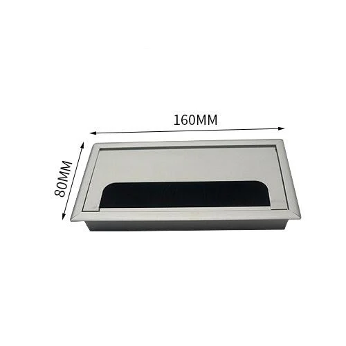 80x160mm Квадратный металлический компьютерный стол с проволочным отверстием, декоративное покрытие, настольная розетка из алюминиевого сплава, встроенное гнездо с отверстием, крышка с люверсами, стол - Цвет: 80x160mm