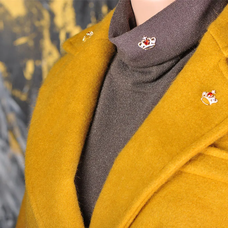 Европа Корона Броши Для Женщин Циркон Медь Человек Воротник Клипы Пиджак Spille