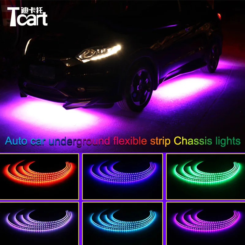 Tcart 4 шт. автомобиль rgb приложение управления светодиодный неон под днище кузова