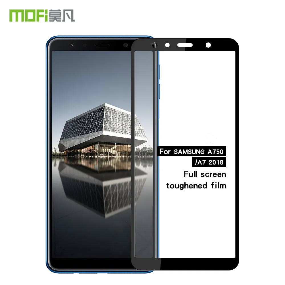 

sFor Samsung Galaxy A7 2018 Glass Tempered Full Cover Screen Protector for Samsung A7 2018 A 7 A750F A750 MOFi Tempered Glass