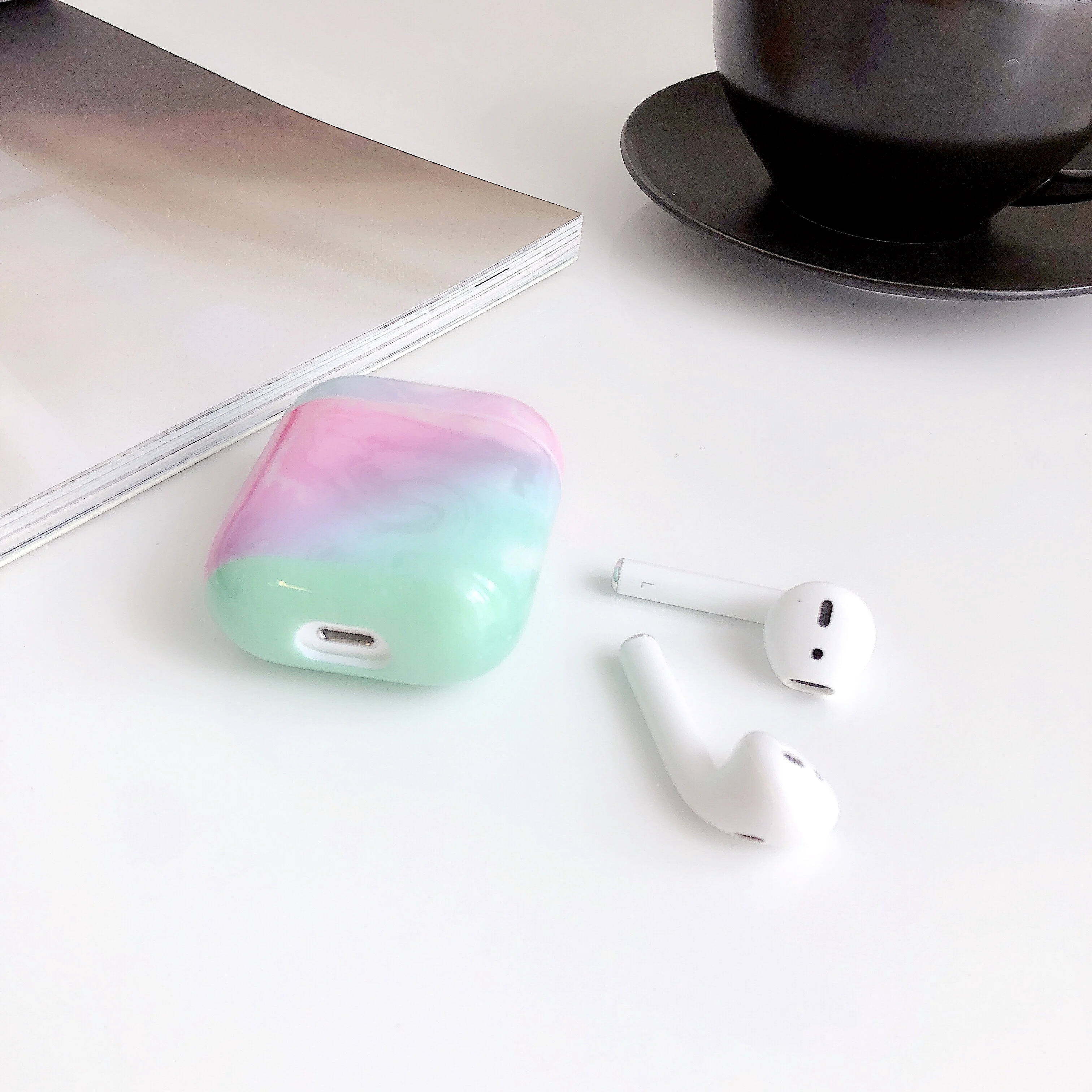 Чехол для наушников Airpods 2 чехол Роскошный Мраморный Жесткий ПК Защитный зарядная