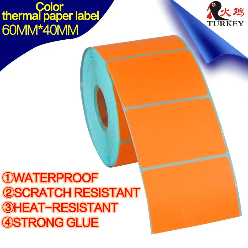 Печать наклеек оранжевого цвета логотипов верхние термоэтикетки 60 мм x 40 (700