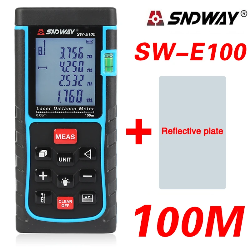 SNDWAY SW-E100, 100 м, цифровой лазерный дальномер, лазерный дальномер, дальномер, устройство для измерения, линейка