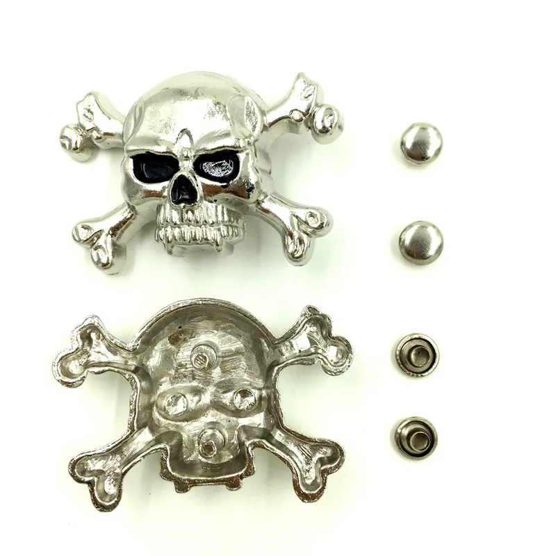 

5 Sets Silver Tone Punk Crane Skull Skeleton Spike Studs Spots Garment Rivets Bag Shoes Clothes Making 30x43mm