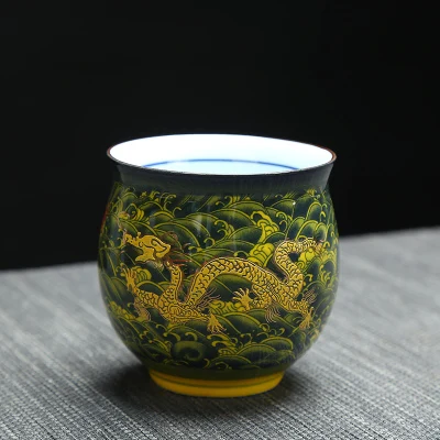 Китайская керамическая чашка кунг-фу, чайная чашка с рисунком Королевского дракона, фарфоровый чайный сервиз в китайском стиле, кофейные чашки - Цвет: 1