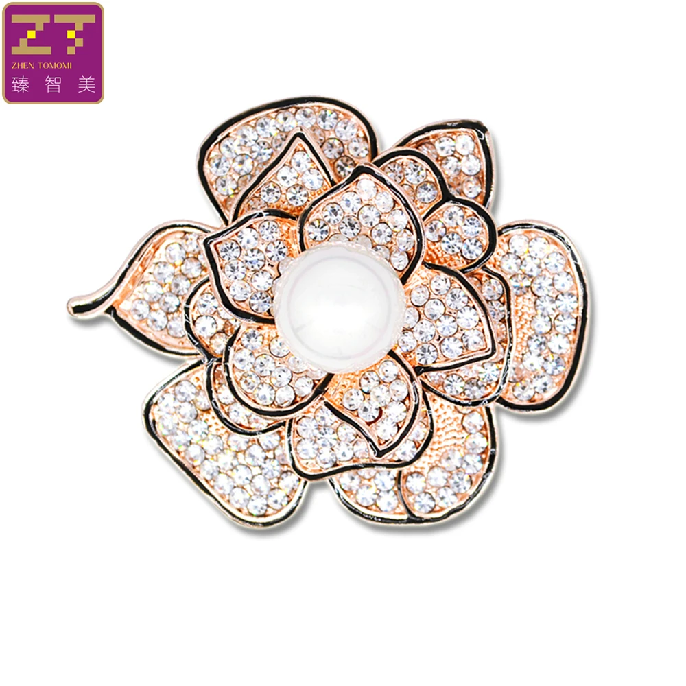 Zhen томоми изысканный цветок розы знак имитация-жемчужина кристалл элегантный