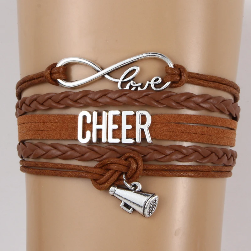 Дропшиппинг Бесконечность любовь развеселить браслеты Cheer с рупором Шарм