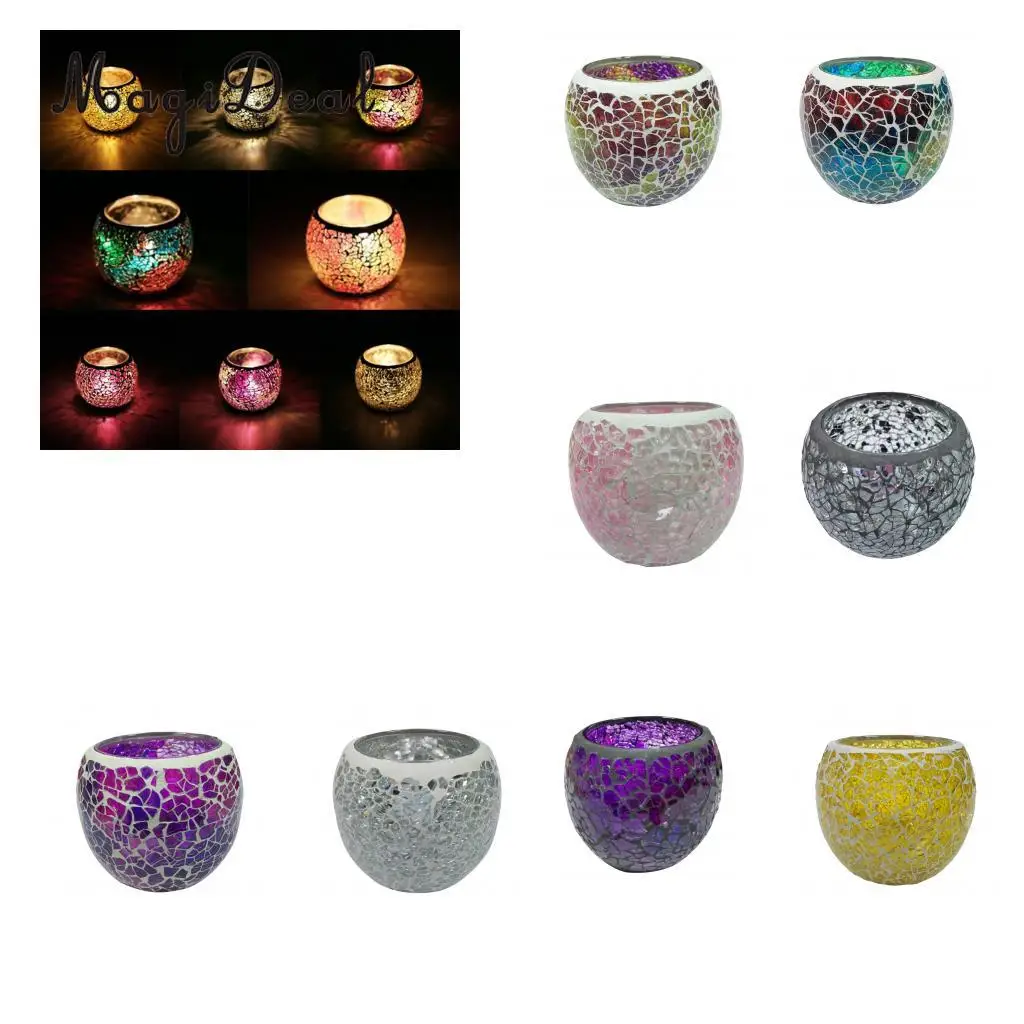 MagiDeal мозаичная стеклянная свеча держатель для свечей Tealight Votive настольный декор A