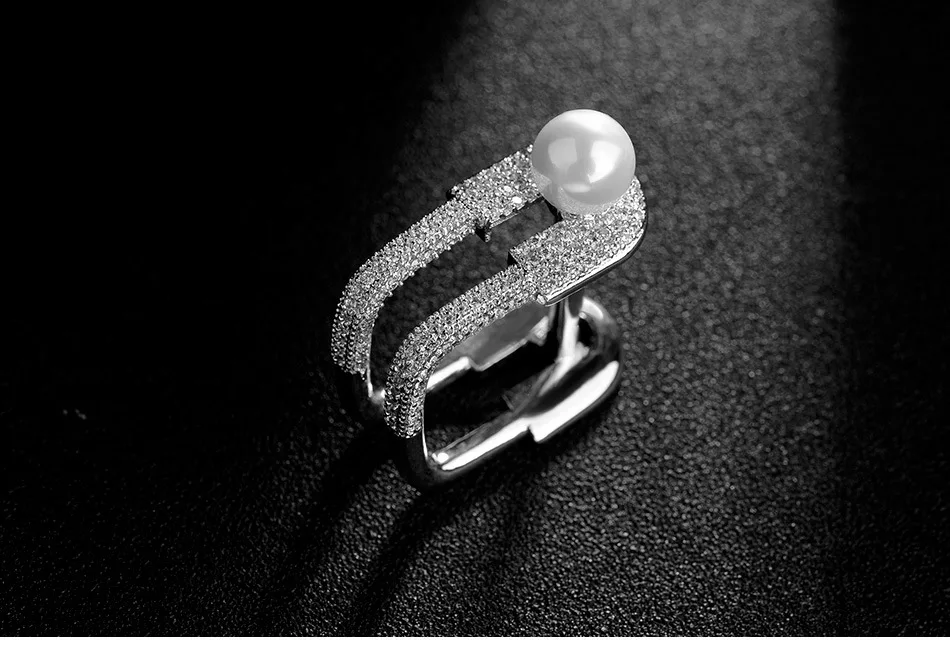 Европейское 925 пробы Серебряное кольцо с кристаллами от Swarovski изысканное квадратное жемчужное серебряное кружево указательный палец модные ювелирные изделия