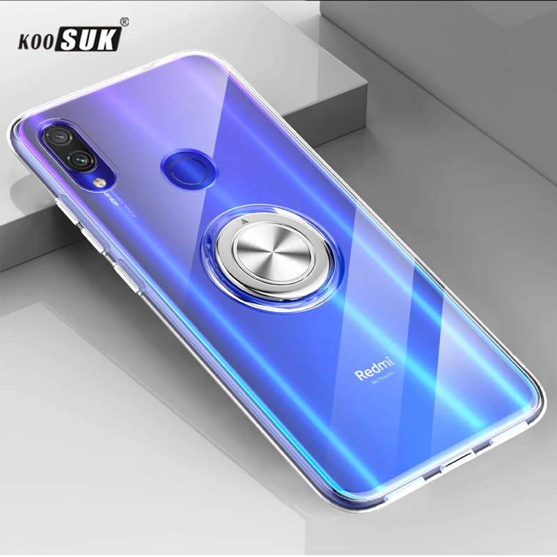 Для Xiaomi Redmi Note 7 чехол Роскошный прозрачный Мягкая Силиконовая защита из ТПУ кольцо магнетизм телефон оболочка для Redmi 7 Coque