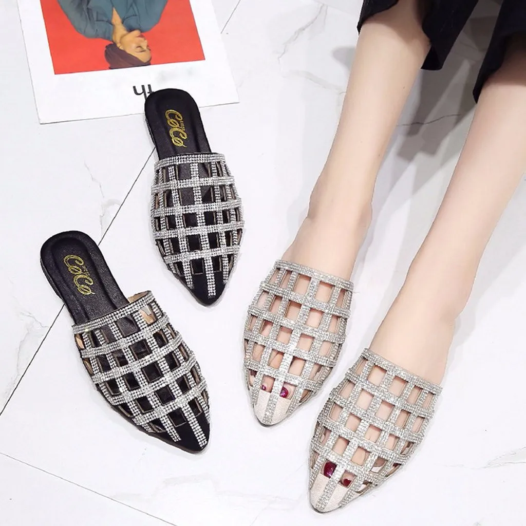 Шлепанцы SAGACE женские с заостренным носком сланцы модная ажурная обувь плоская