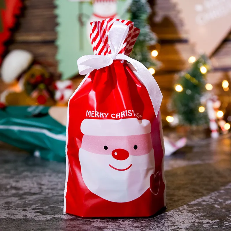 Red Santa Claus LBSISI жизнь 50/100 шт мешки для печенья, конфет Рождественский подарок сумки закуски с нугой и PE Пластик сумка-кисет День рождения свадьба - Цвет: Red Santa Claus