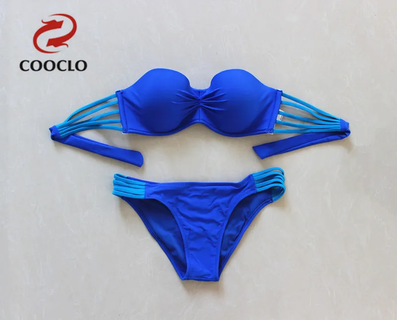 Женский купальник-бикини COOCLO бандажный однотонный для молодых девушек винтажный