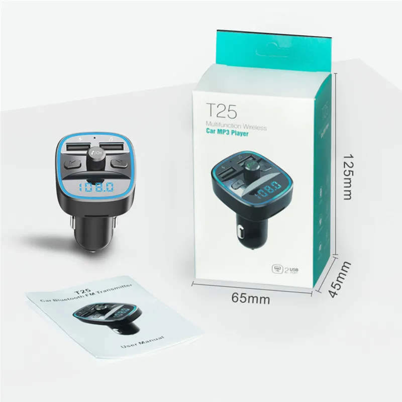 Автомобильный трансмиттер FM-модулятор MP3-плеер беспроводной Bluetooth два USB-порта