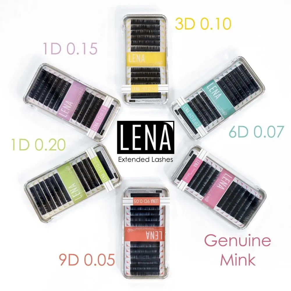 Ресницы для наращивания [3D 0 10 C/D] LENA 3D Black Pearl объемные супер черные ресницы