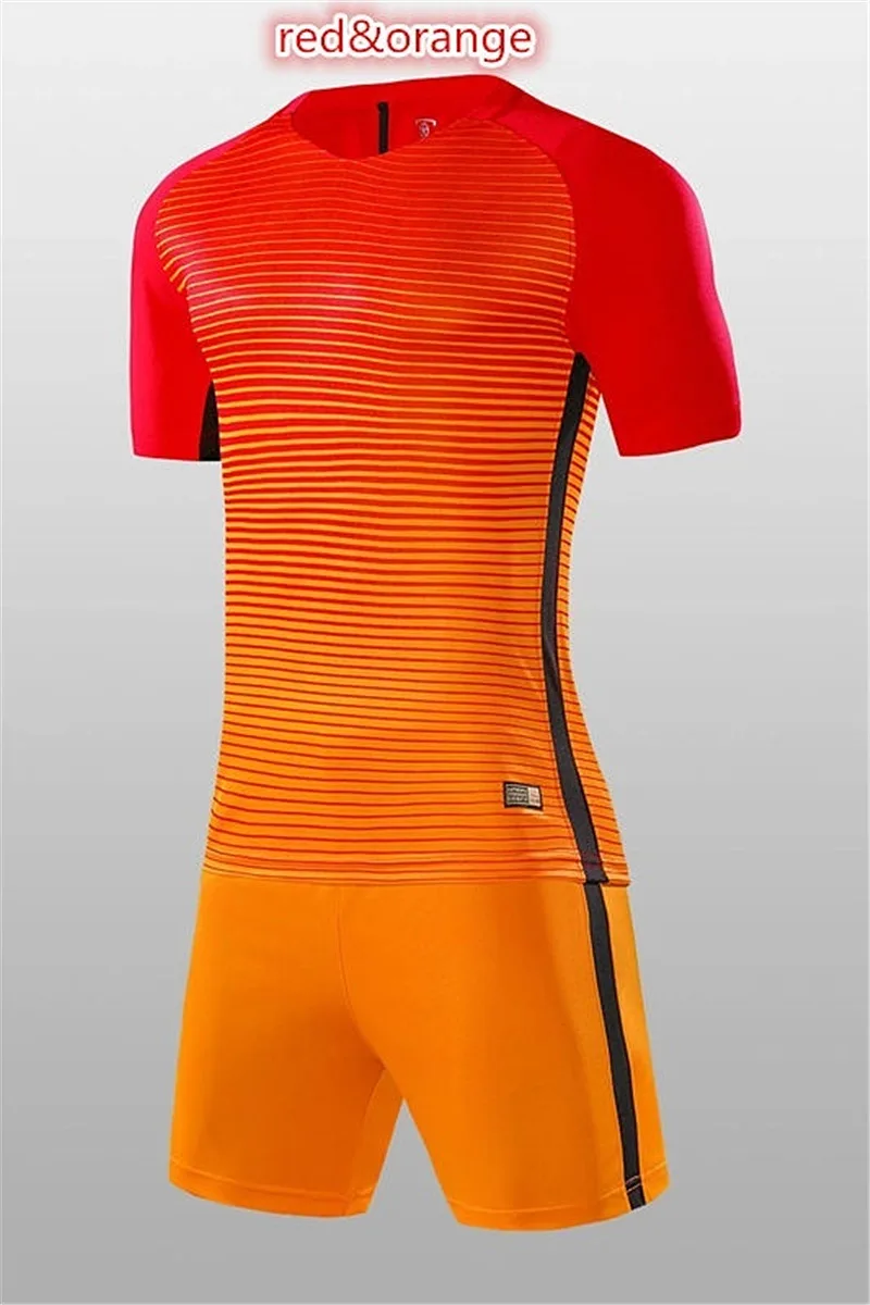 Red Orange Детские футболки с короткими рукавами для игры в футбол, спортивные костюмы для футбола, дышащая быстросохнущая Спортивная одежда для мальчиков - Цвет: Red Orange