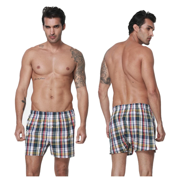 Plaid striped sexy men underwear brand cuecas boxers men cotton boxer shorts homme breathable underpants 5Pcs/lot