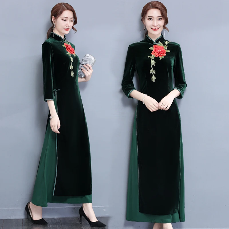 

Free shipping National trend Chinese women's traditional dress Kerst Jurk Dames Chinese style spring autumn casual cheongsam