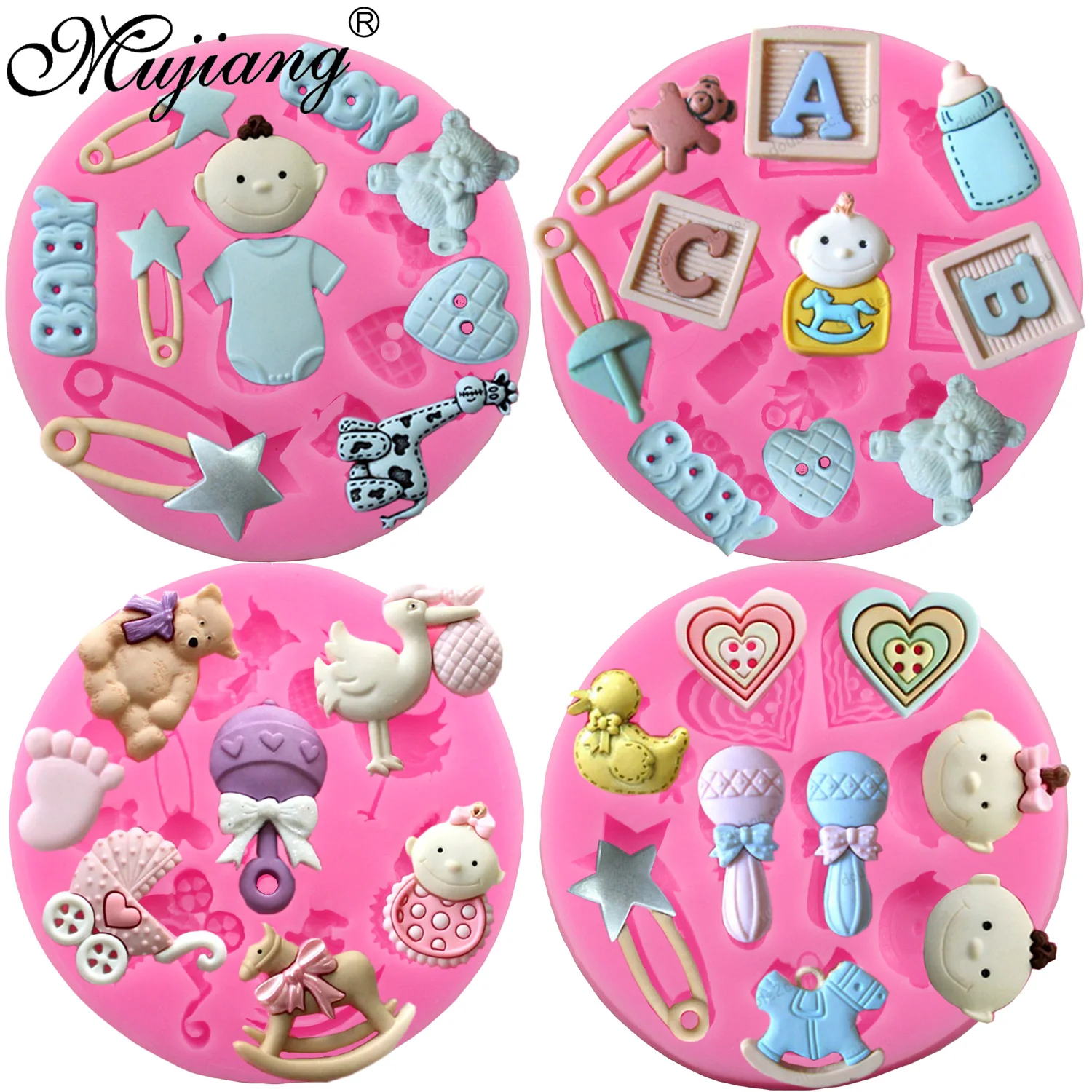 Mujiang Baby Shower вечерние силиконовые формы для мастики сахарные украшения торта