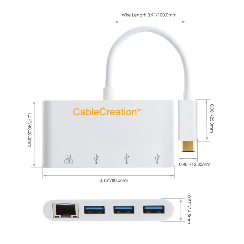 Сетевой адаптер с USB Type C на 3 порта 0 гигабитный сетевой Ethernet MacBook Mac Pro Pixel0 Dell XPS 13/15USB