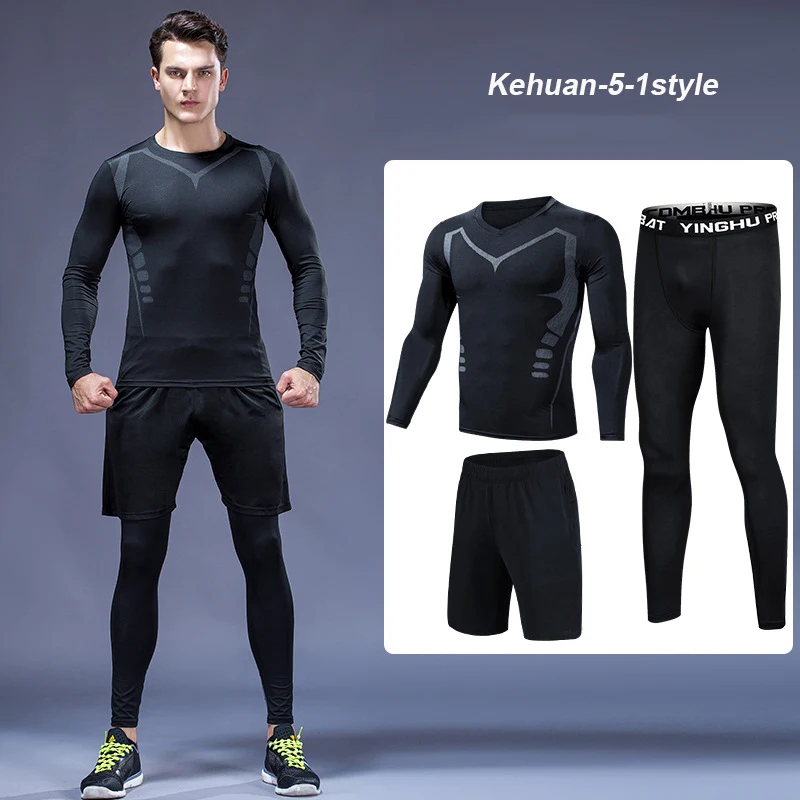 5-1style Мужские спортивные костюмы весна лето быстросохнущие комплекты одежды спортивный костюм для бега тренировки Спорт Фитнес спортивные костюмы наборы для бега - Цвет: 5-1style