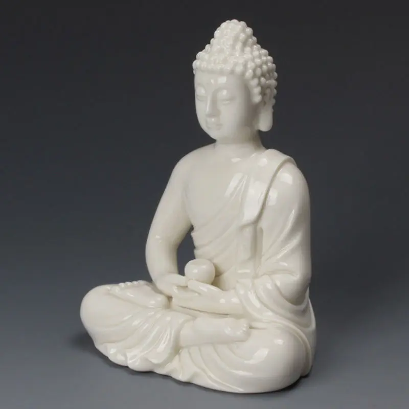 Китай белый фарфор Dehua Шакьямуни татхагата Amitabha статуя Будды|Статуи и скульптуры|