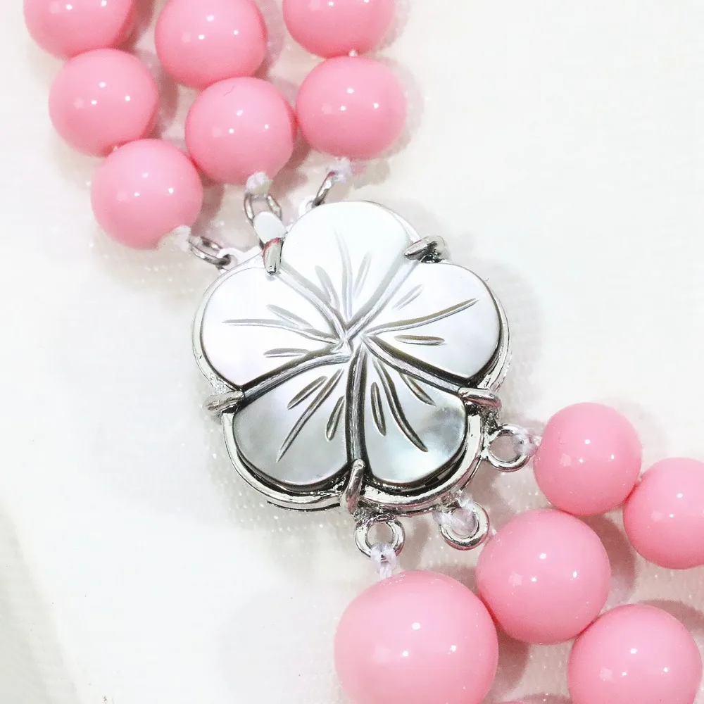 Розовый Круглый Шарм ракушка краска для выпечки стеклянные 8 12 мм бусины 3 ряда